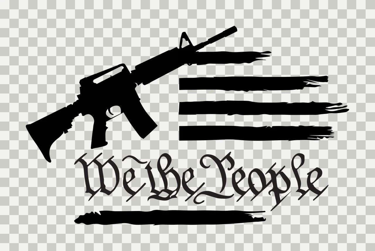 We The People Rifle Flag Graphic text with and distressed black white transparency and detail preview thumbnail