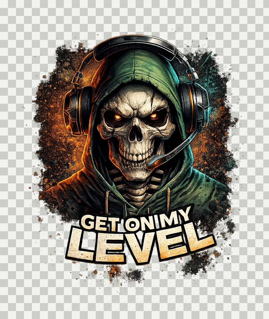Get On My Level Gaming Skeleton Design Boys Shirt Gamer transparency and detail preview thumbnail
