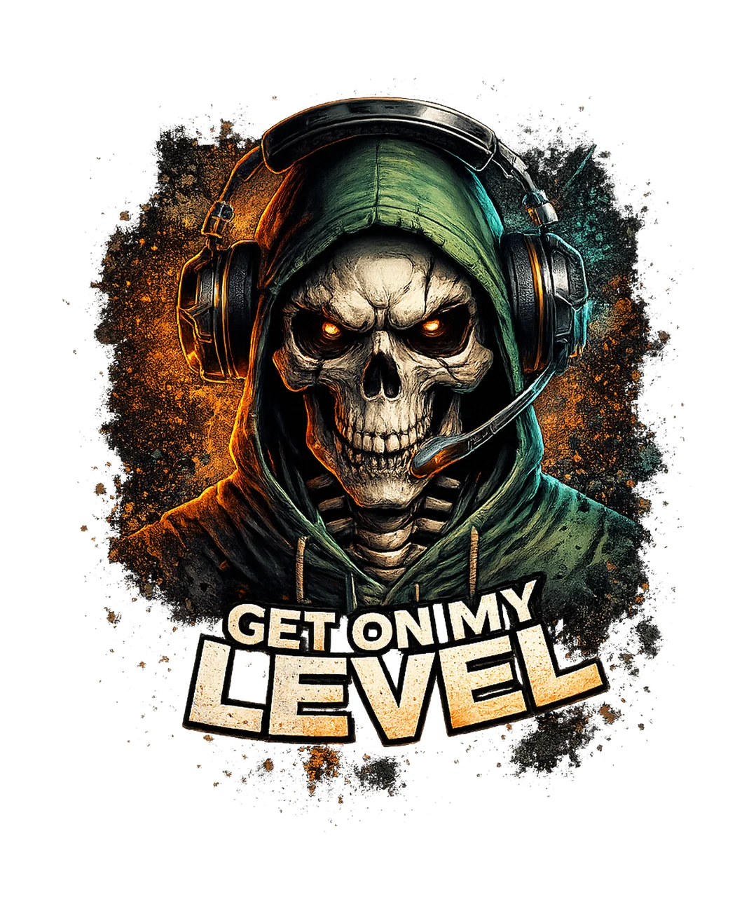 Get On My Level Gaming Skeleton Design Boys Shirt Gamer
