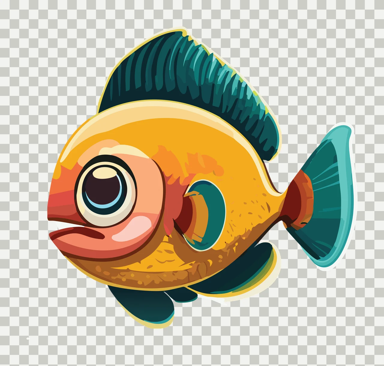 Animal Cartoon Fish Silhouette With Rectangular Base Swimming transparency and detail preview thumbnail