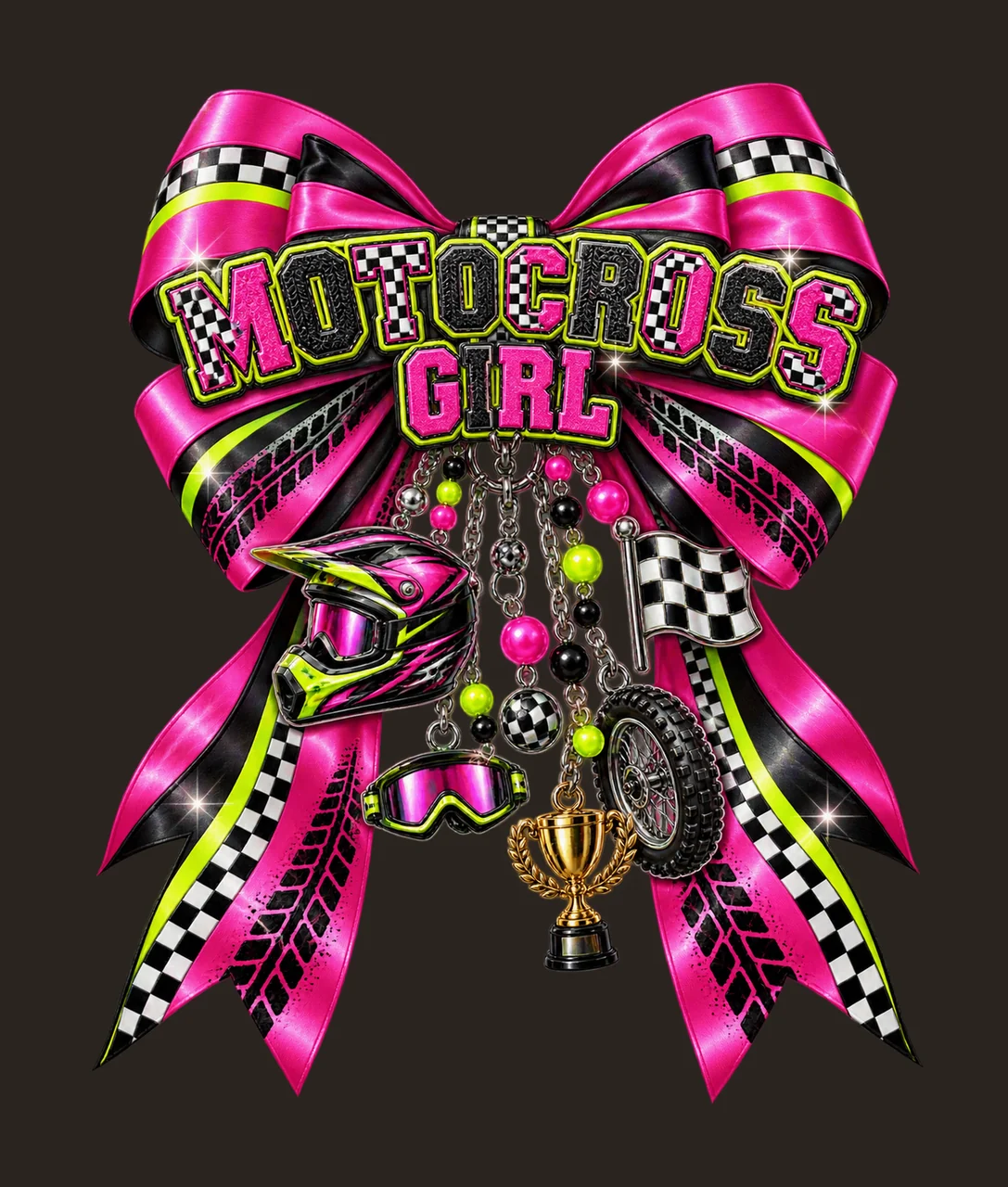 Motocross Girl Bow Charm PNG, Coquette Ribbon Sublimation, Transparent Digital Download contrast preview thumbnail
