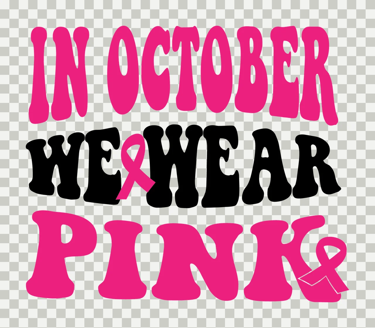In October We Wear Pink Text informing ribbon typography black transparency and detail preview thumbnail