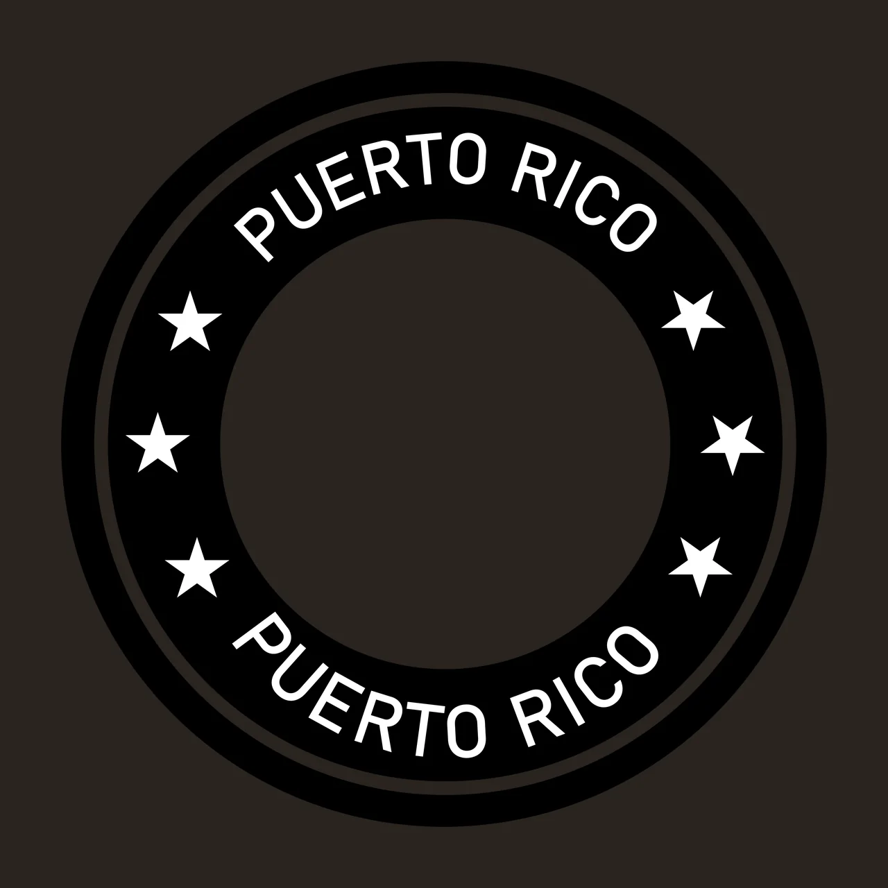 PUERTO RICO PUERTO RICO rubber stamp seal icon Design with circular border, five-pointed stars, curved text and concentric rings in black and white contrast preview thumbnail