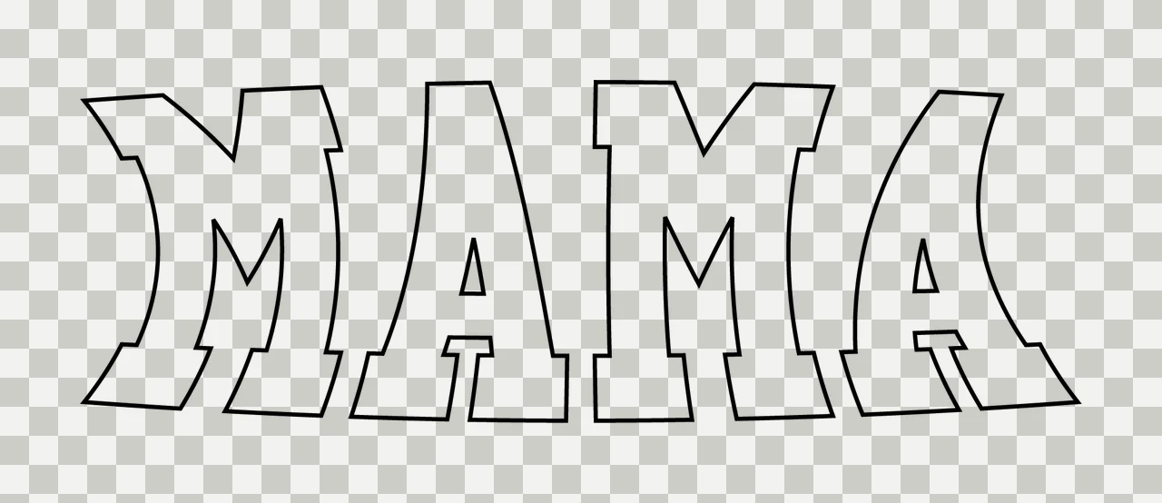 Mama Text Spelling With Letters And Outlines transparency and detail preview thumbnail