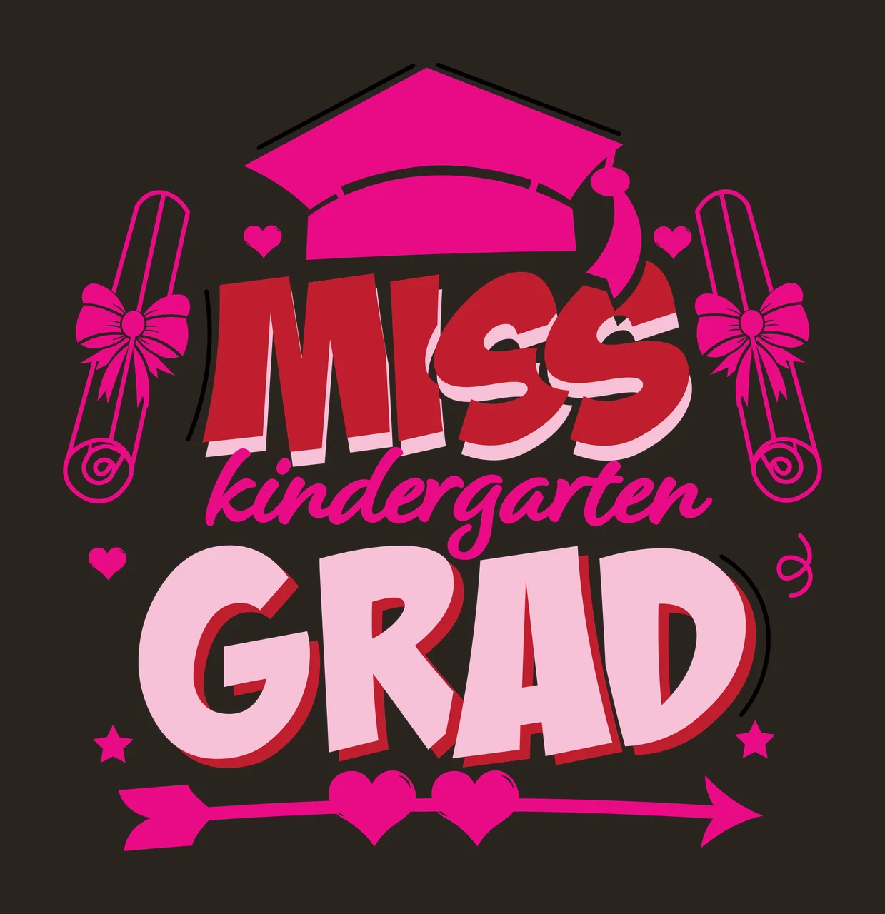 Miss Kindergarten Text With Arrows graduation motifs decorating contrast preview thumbnail