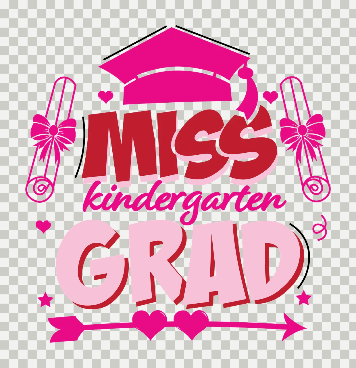 Miss Kindergarten Text With Arrows graduation motifs decorating transparency and detail preview thumbnail