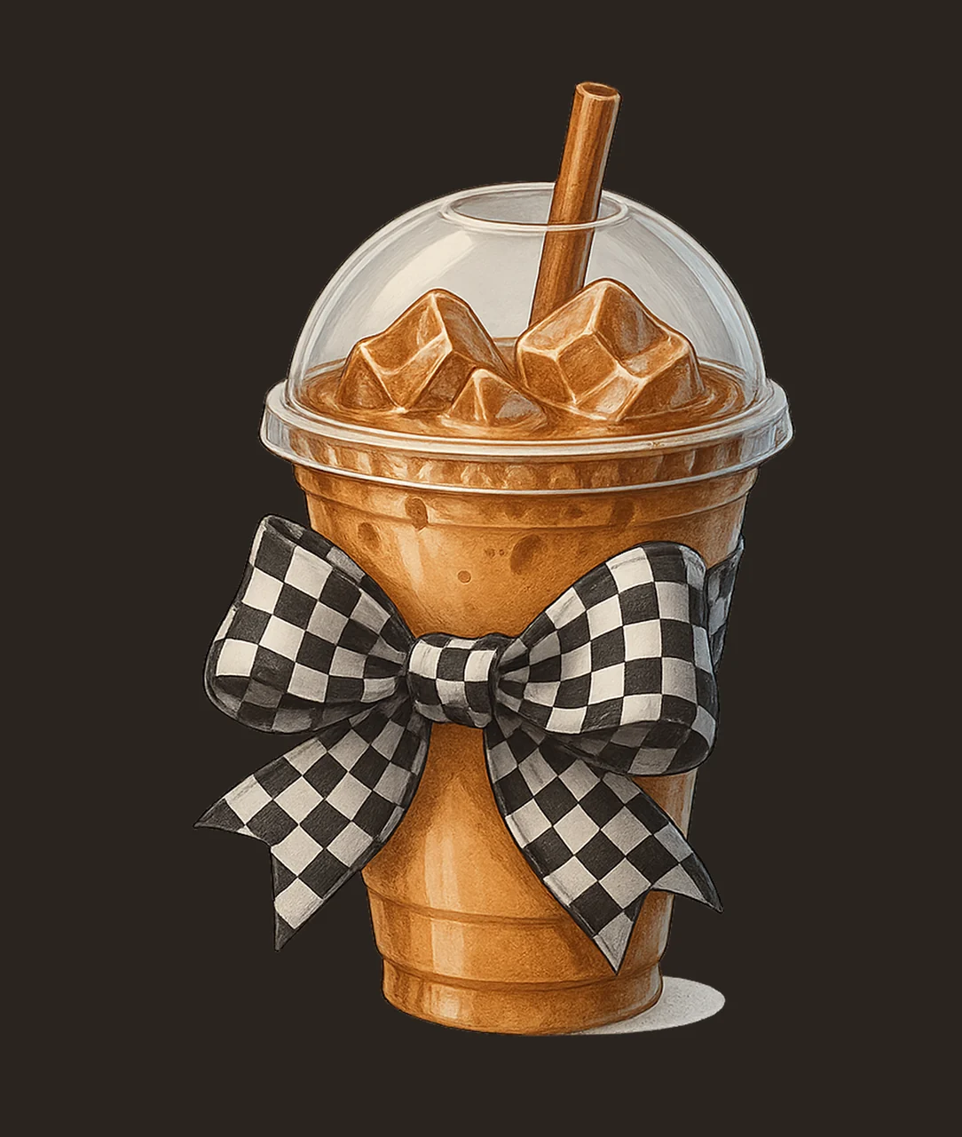 Iced Coffee coquette bow checkered Coquette Iced Coffee contrast preview thumbnail