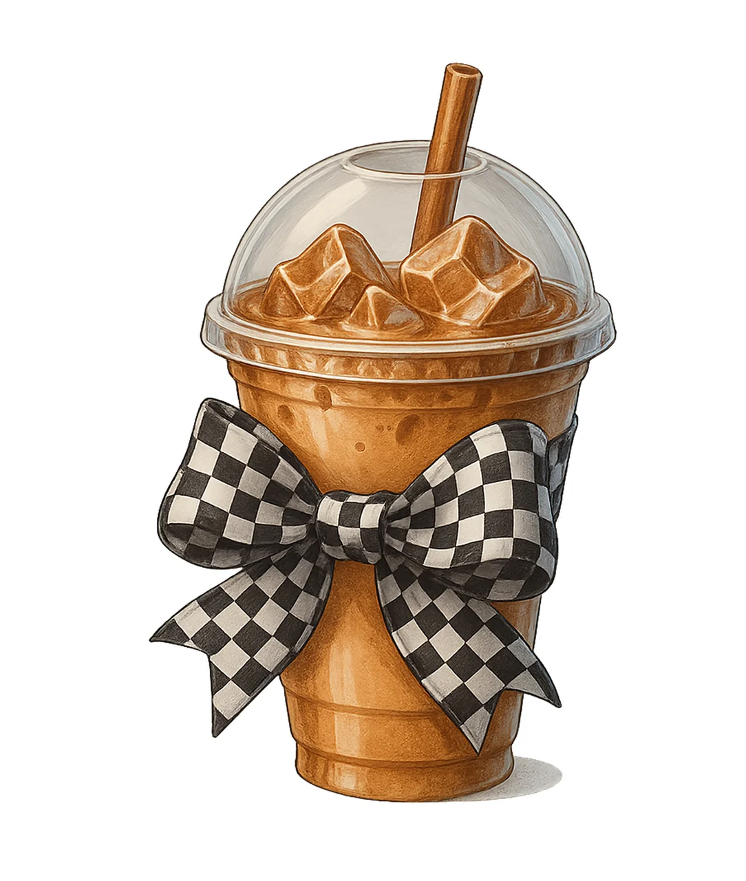 Iced Coffee coquette bow checkered Coquette Iced Coffee