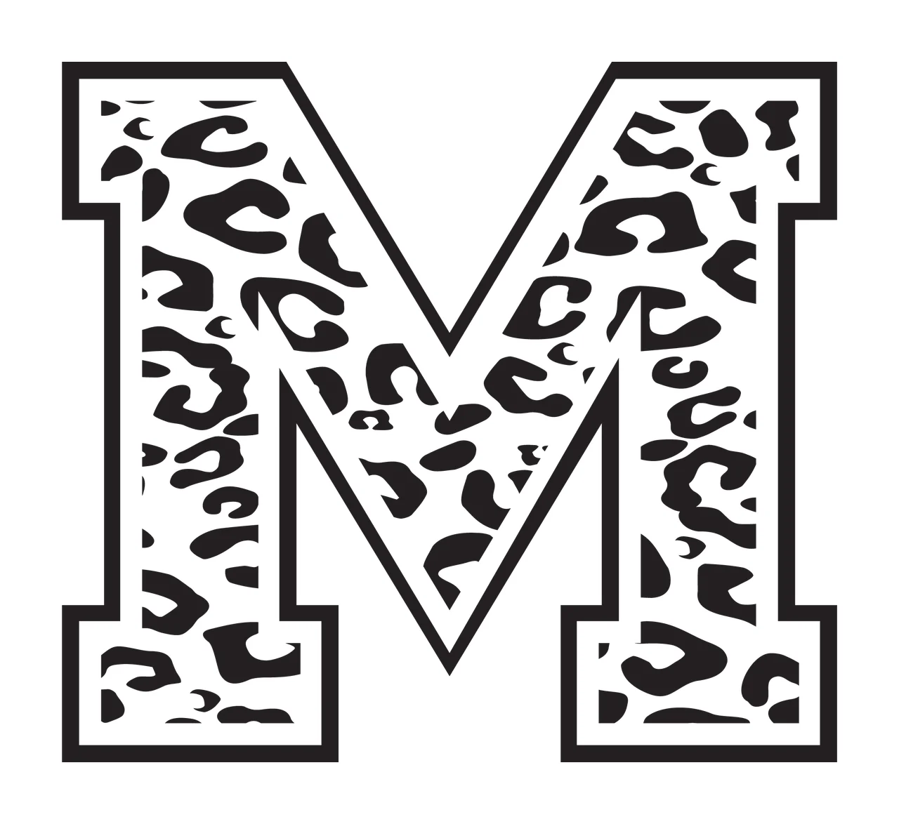 Black Varsity Half Font Leopard Character 03 print animal cheetah