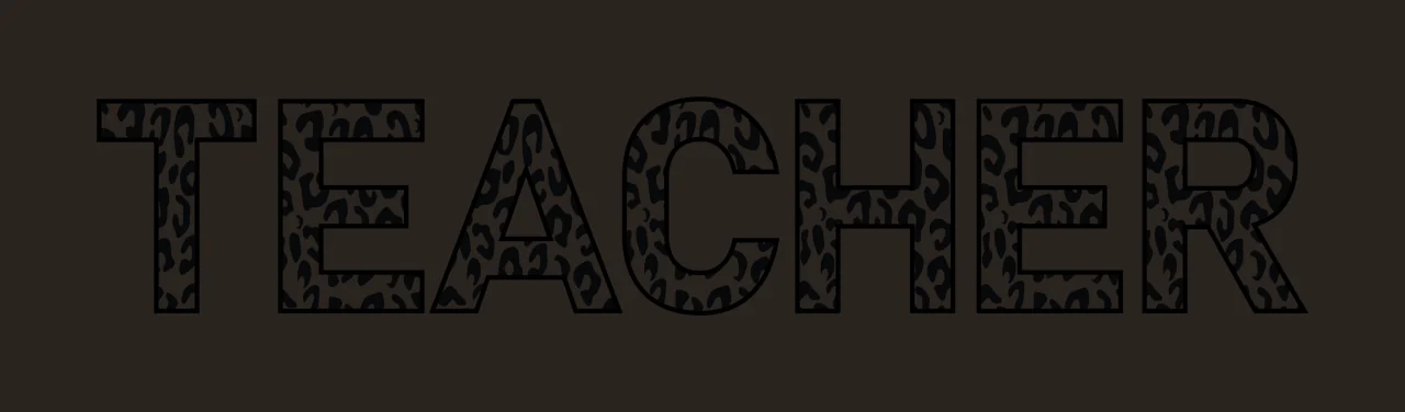 TEACHER Typography Design with leopard print pattern, black uppercase letters and white background contrast preview thumbnail