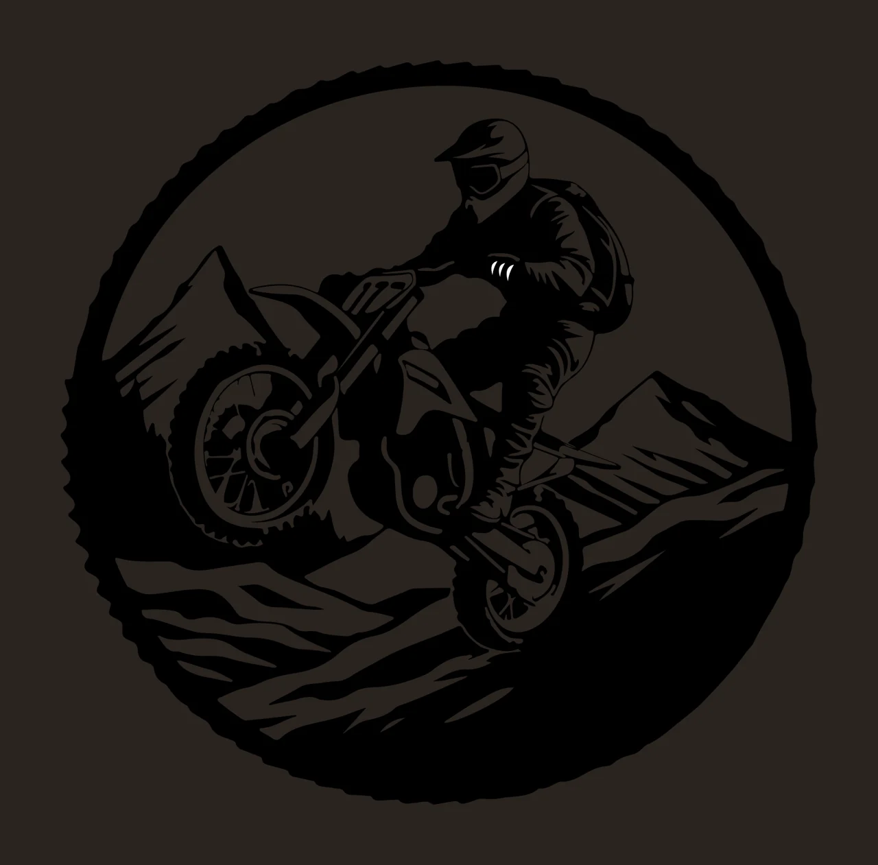 Motorbike Jumping Over Mountains Circular Icon motorcycle rider contrast preview thumbnail