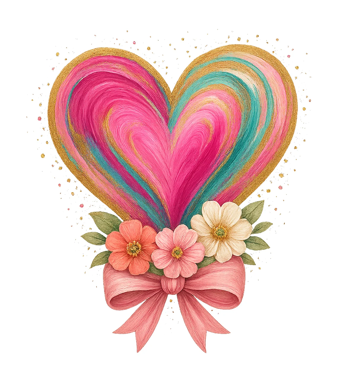 Brushstroke Valentines Heart Retro Valentine Design Pink