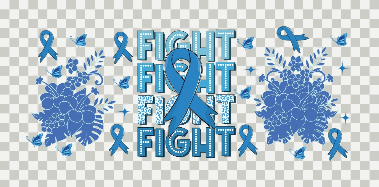 Can Glass Wrap Fight Awareness Ribbon Floral Illustration ornament transparency and detail preview thumbnail
