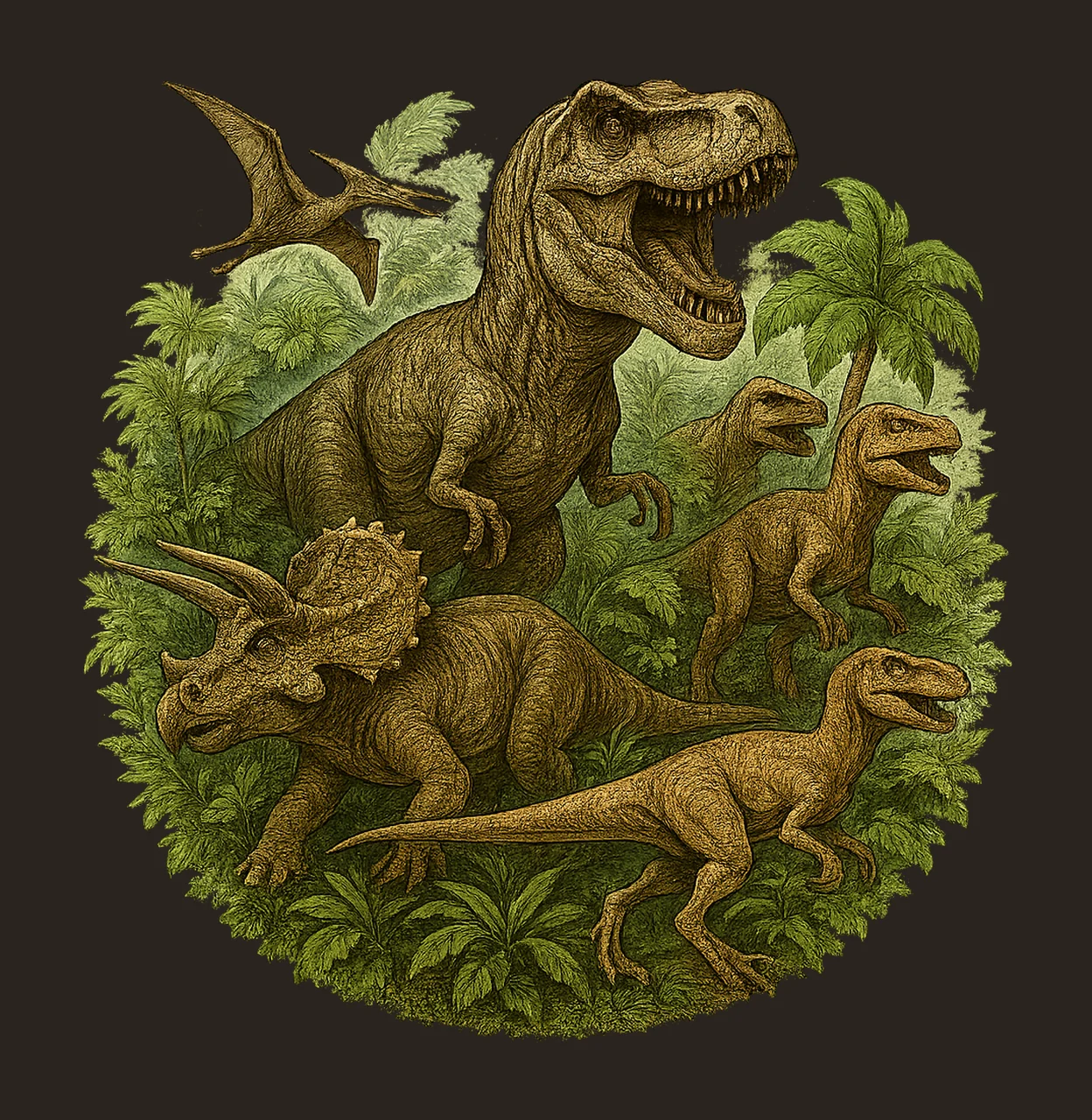 Watercolor Dinosaurs Artwork Jurassic Dino Art Prehistoric contrast preview thumbnail