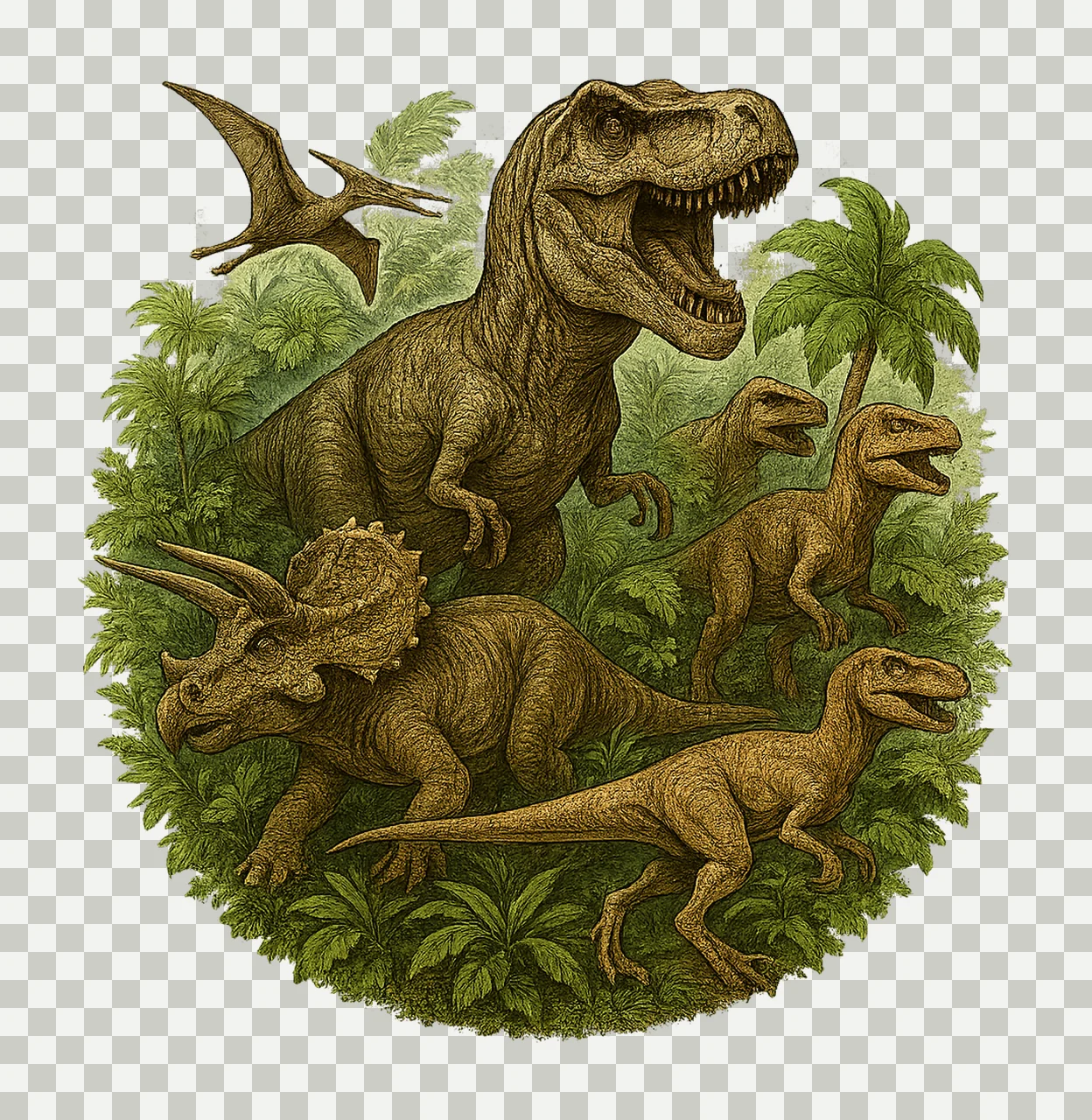 Watercolor Dinosaurs Artwork Jurassic Dino Art Prehistoric transparency and detail preview thumbnail