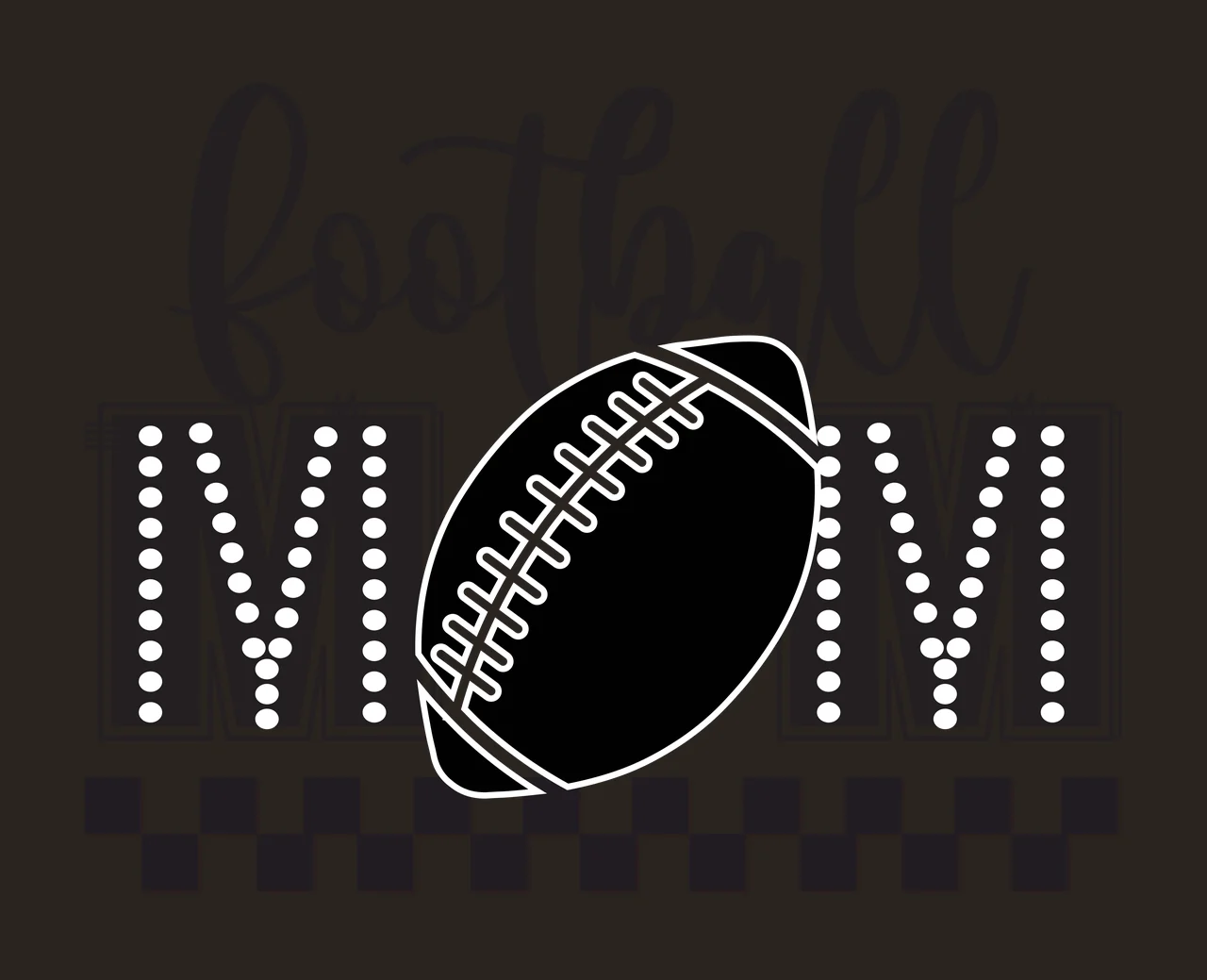 Football Mom Text And Ball checkerboard pattern black white contrast preview thumbnail