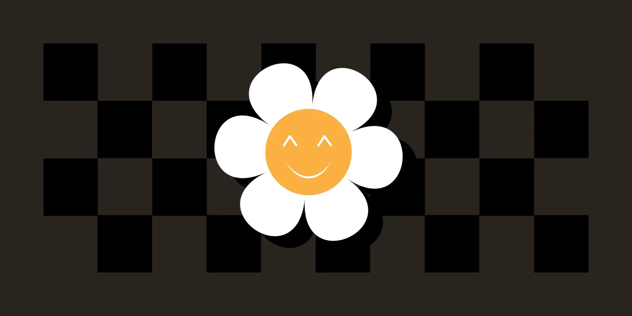 Can Glass Wrap Floral Silhouette On Checkered Band flower centered contrast preview thumbnail