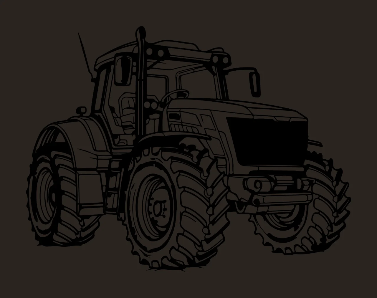 Tractor Outline In Black And White stationary wheels vehicle contrast preview thumbnail