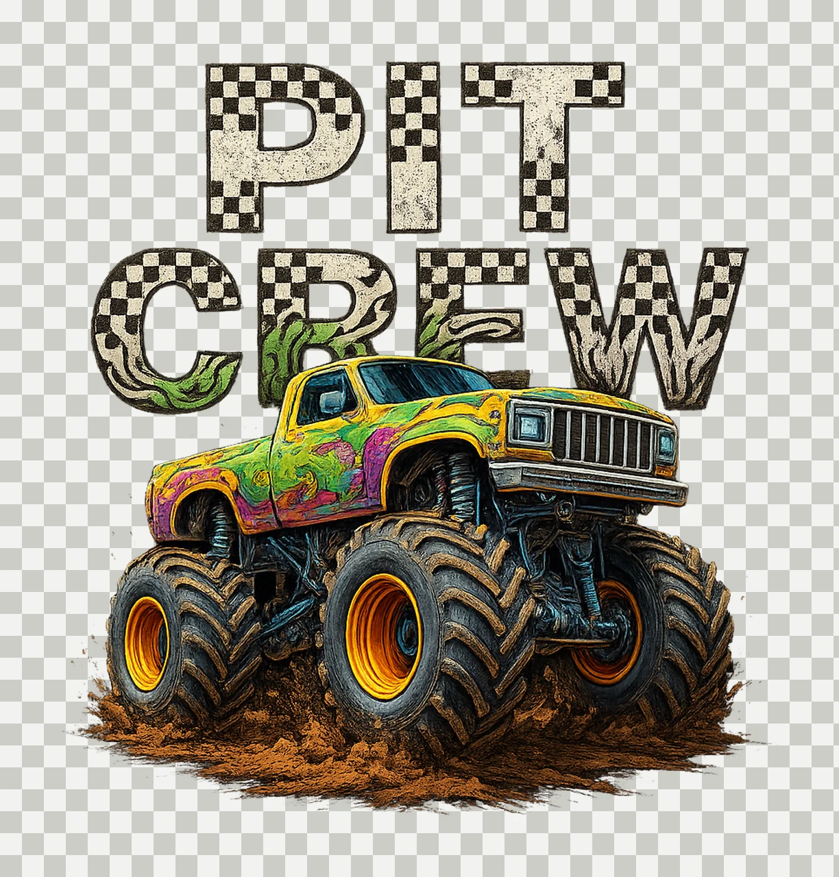 Monster Truck Birthday Design Pit Crew Family Matching transparency and detail preview thumbnail