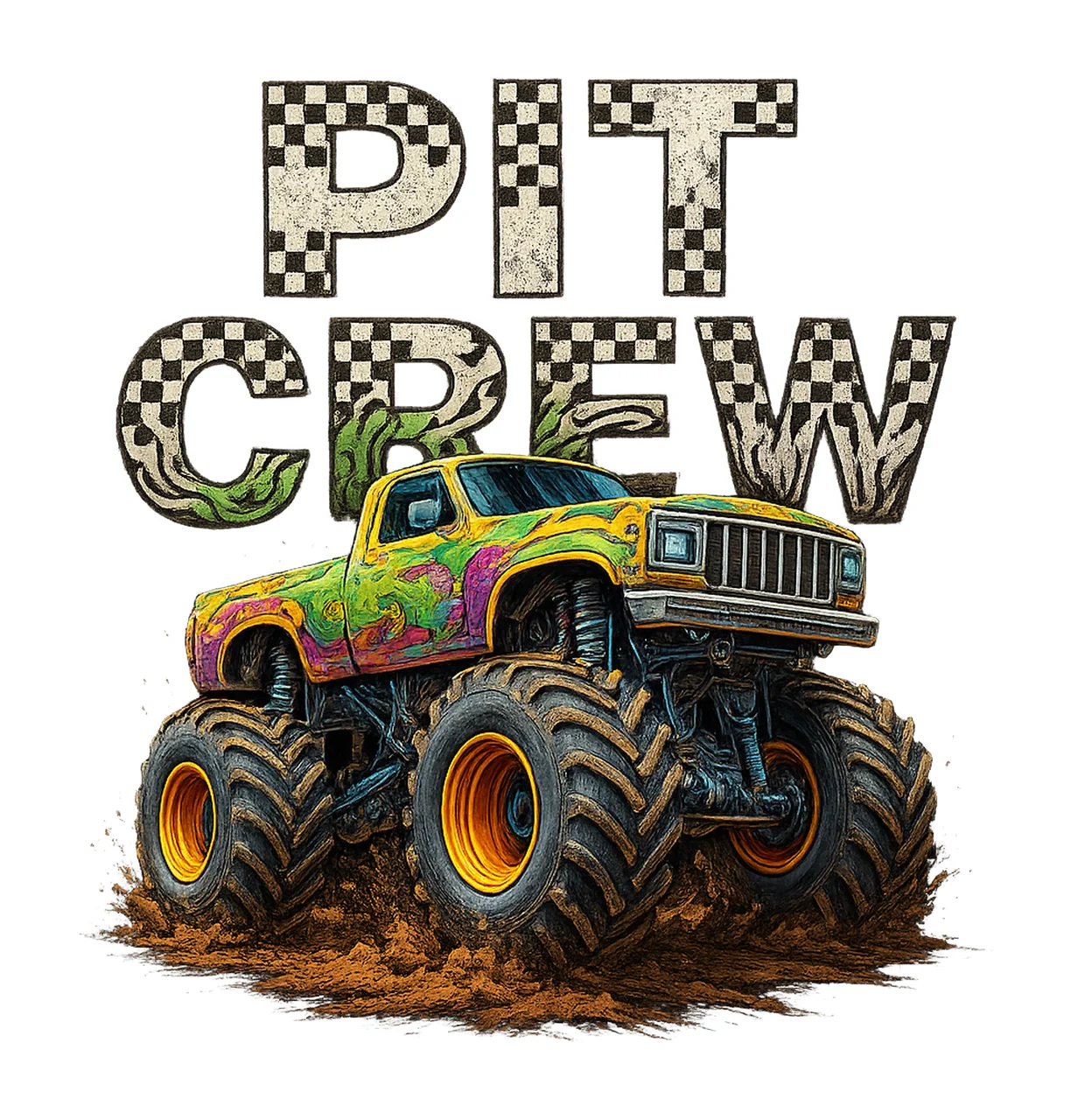 Monster Truck Birthday Design Pit Crew Family Matching