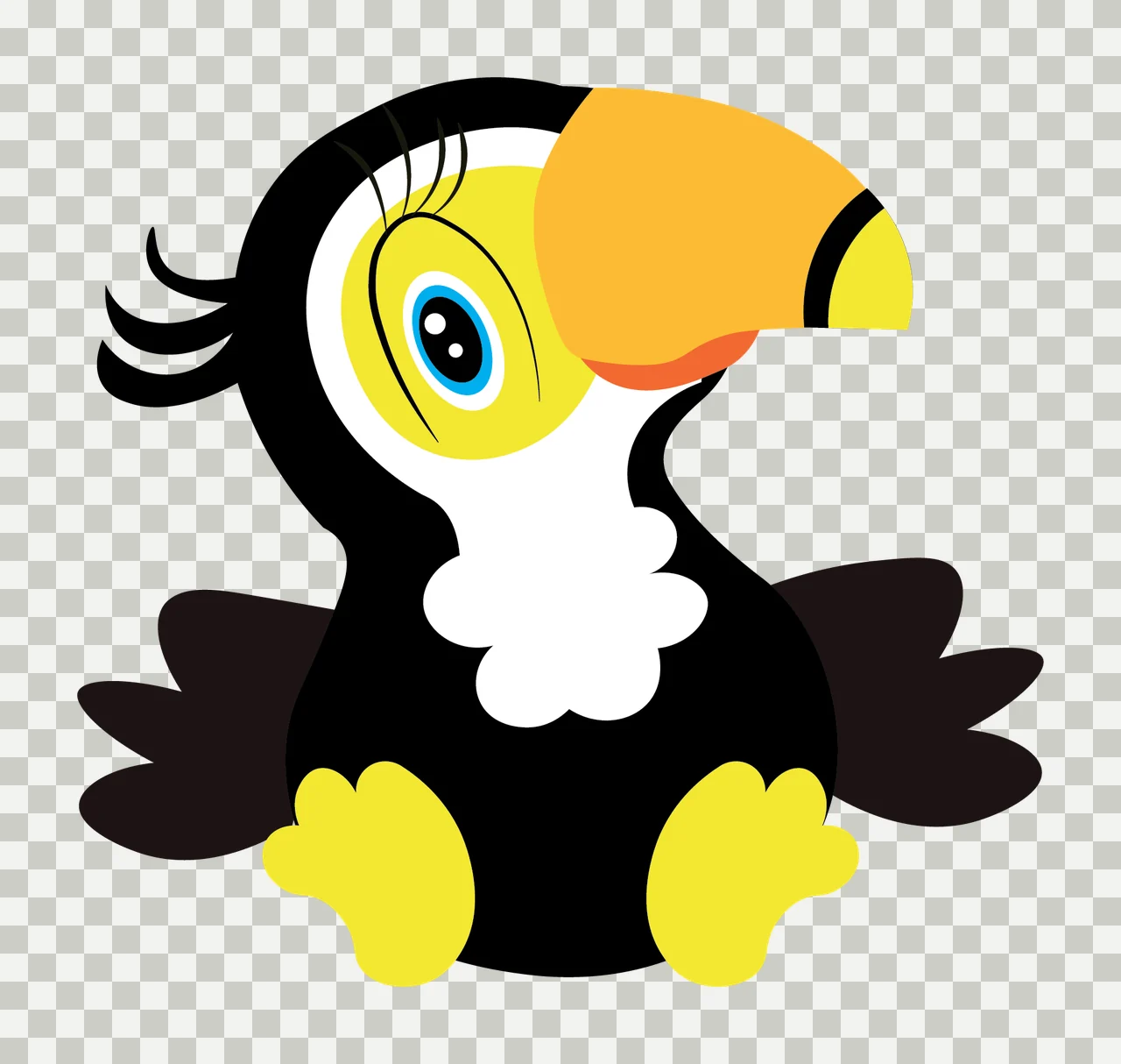 Head Silhouette Of A Bird With Large Curved facing beak feathers transparency and detail preview thumbnail