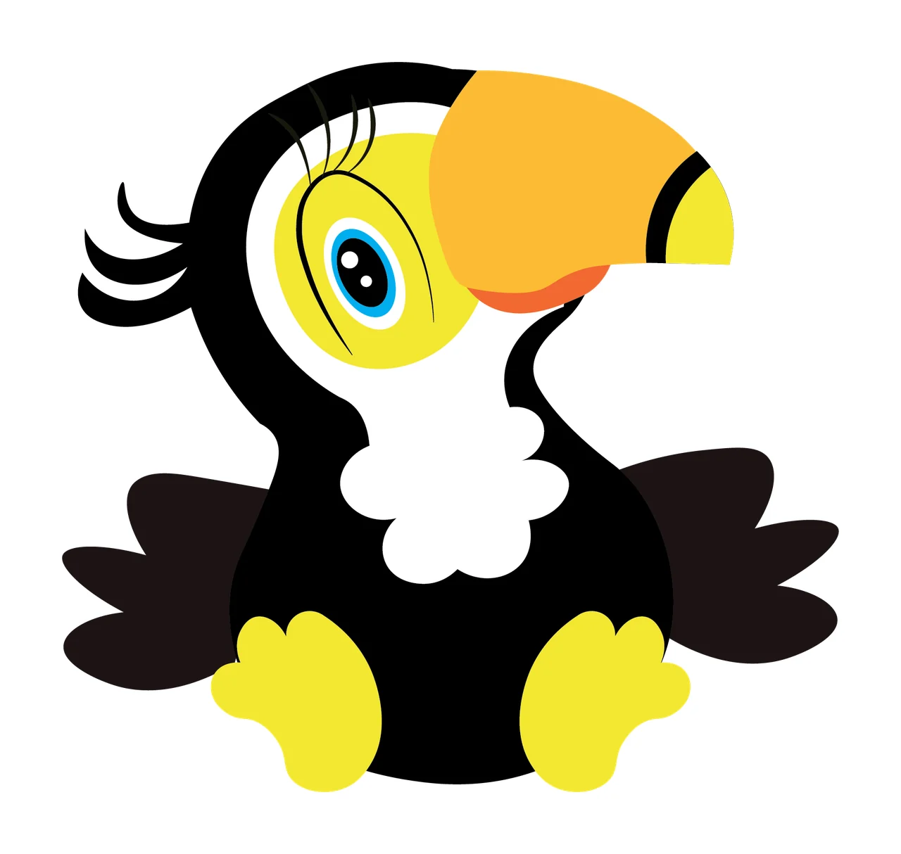 Head Silhouette Of A Bird With Large Curved facing beak feathers