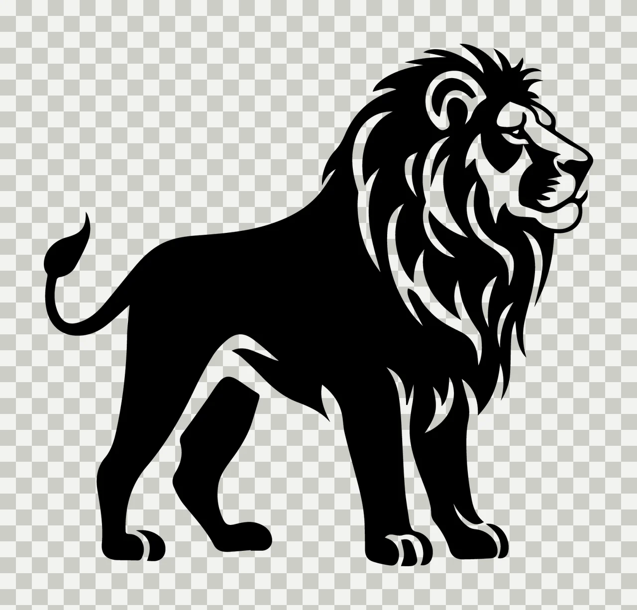 Lion Standing Profile Silhouette Illustration black animal transparency and detail preview thumbnail