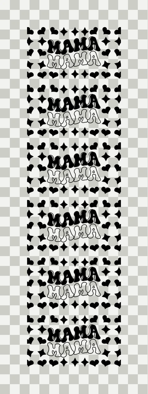 Mama Mama Text Pattern With Heart And Star Repeating Hearts transparency and detail preview thumbnail