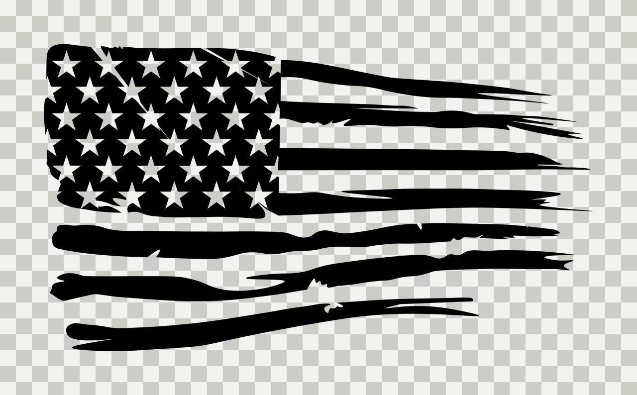 Black Flag American Distressed Graphic Element waving stars transparency and detail preview thumbnail