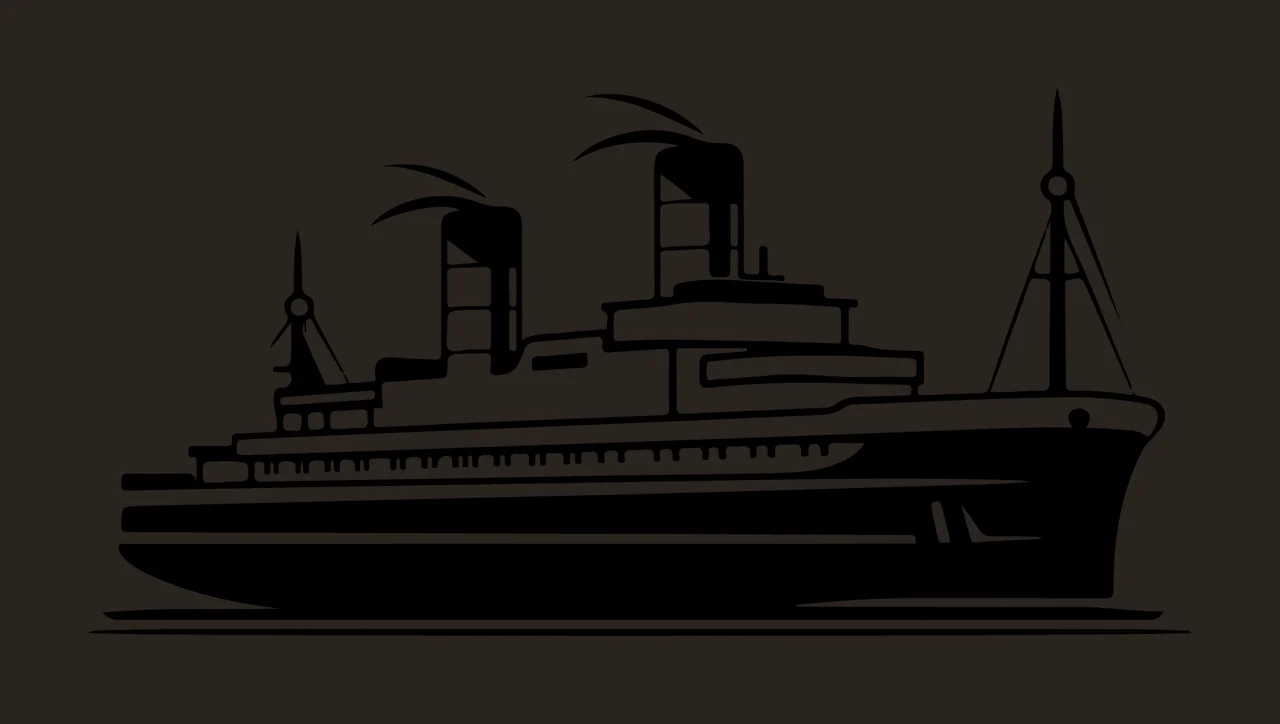 Ship Large Passenger Silhouette Icon floating smokestacks masts contrast preview thumbnail