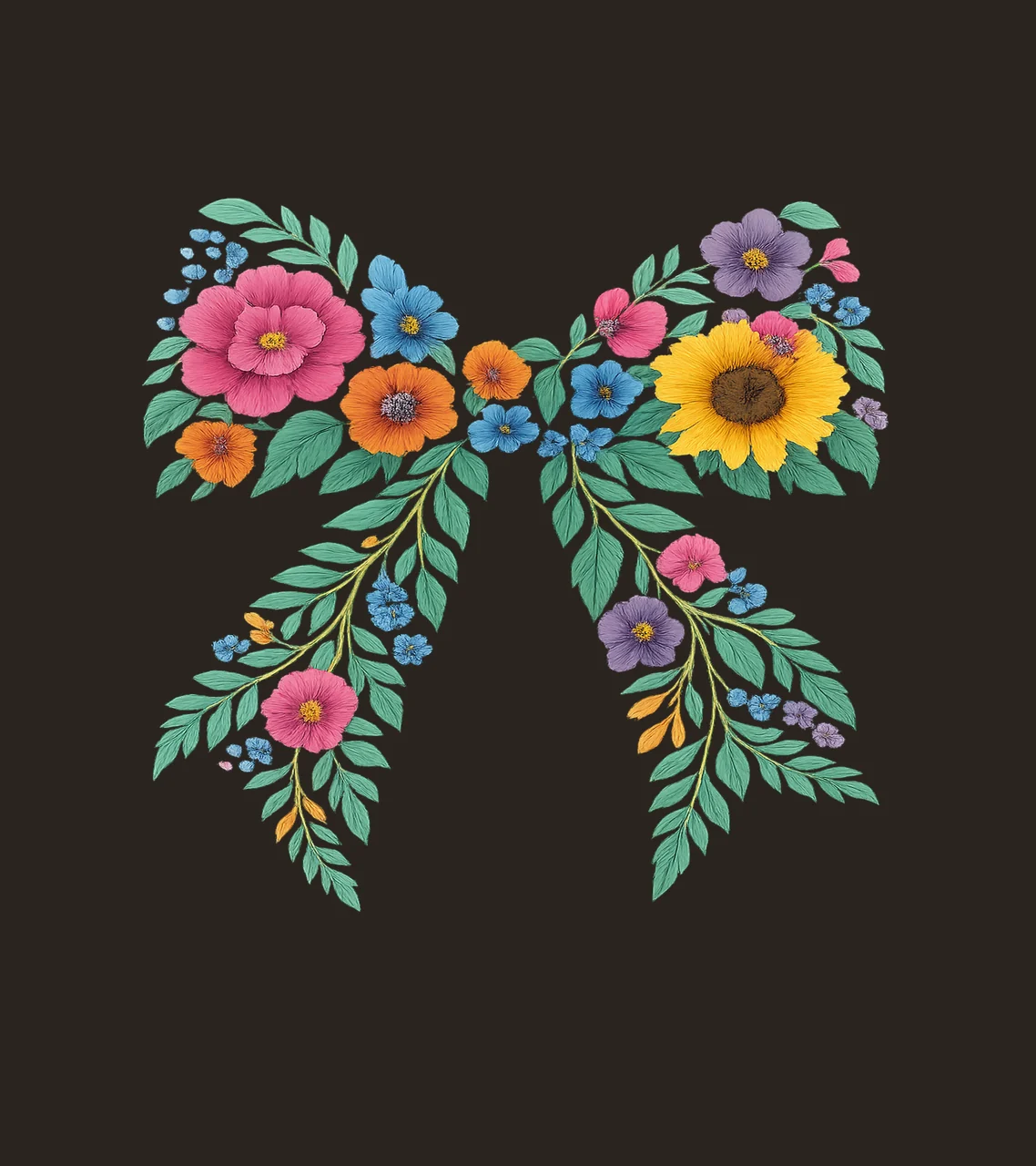 Bow Ornament With Flowers And Leaves In Pink floral nature contrast preview thumbnail