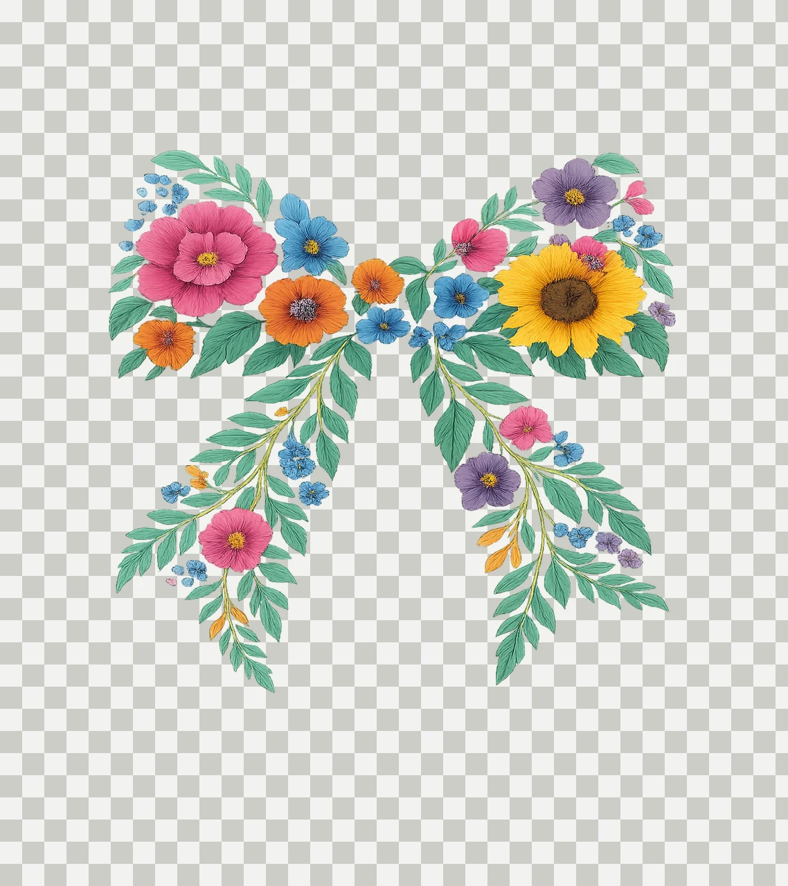 Bow Ornament With Flowers And Leaves In Pink floral nature transparency and detail preview thumbnail