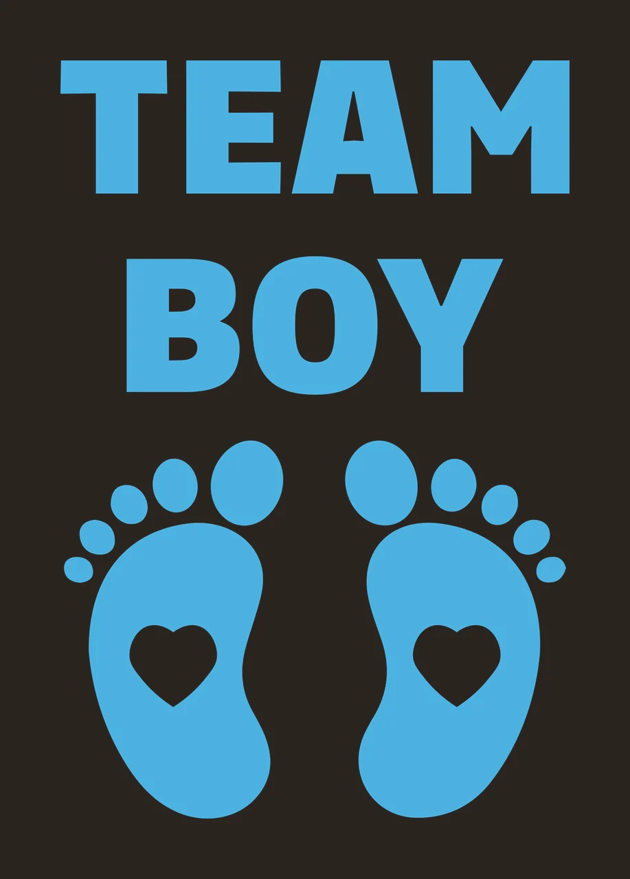 TEAM BOY Typography Design with TEAM BOY text, baby footprints and heart cutouts in light blue and white contrast preview thumbnail