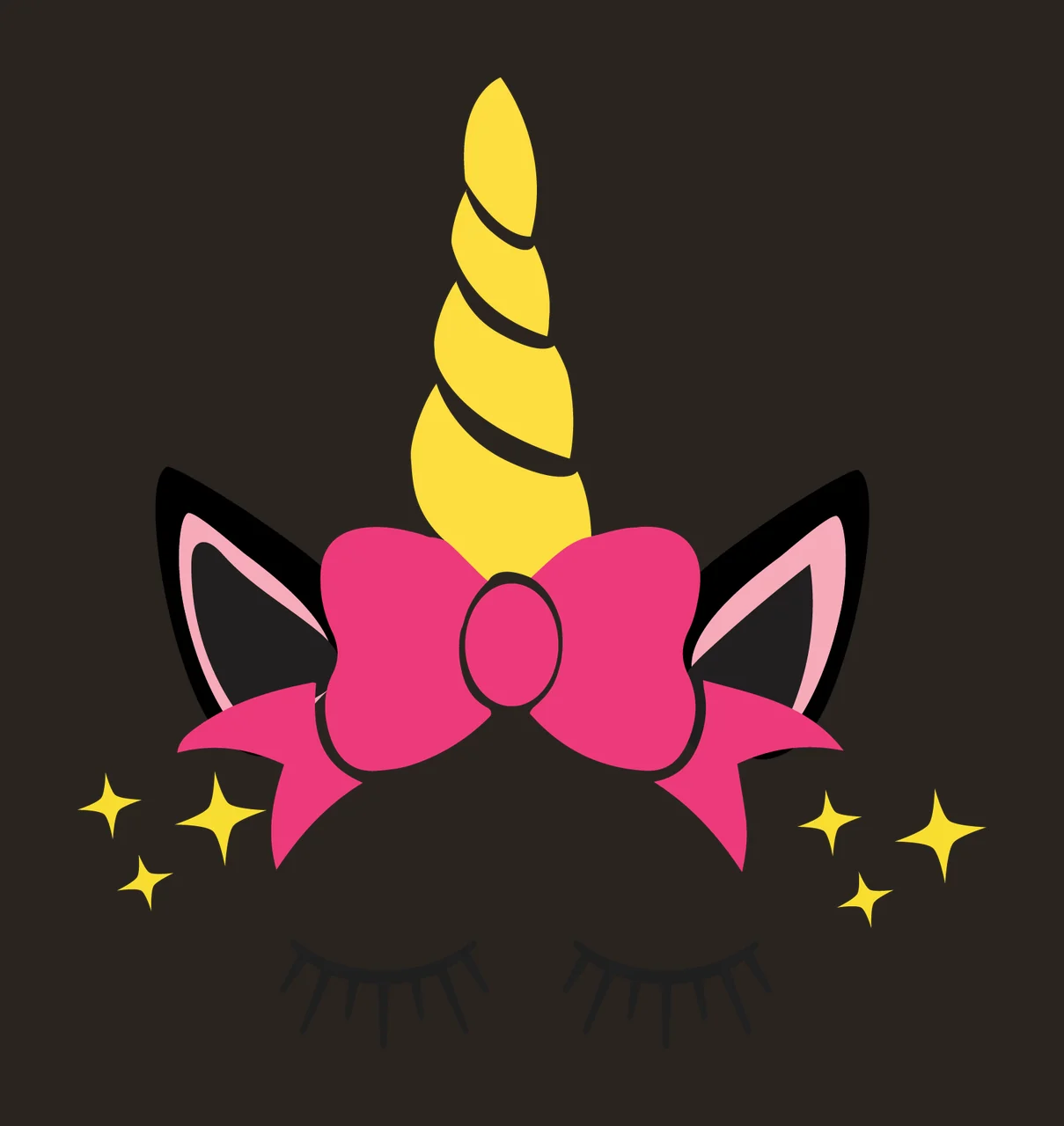 Unicorn Silhouette With Closed Eyes face sleeping horn ears contrast preview thumbnail