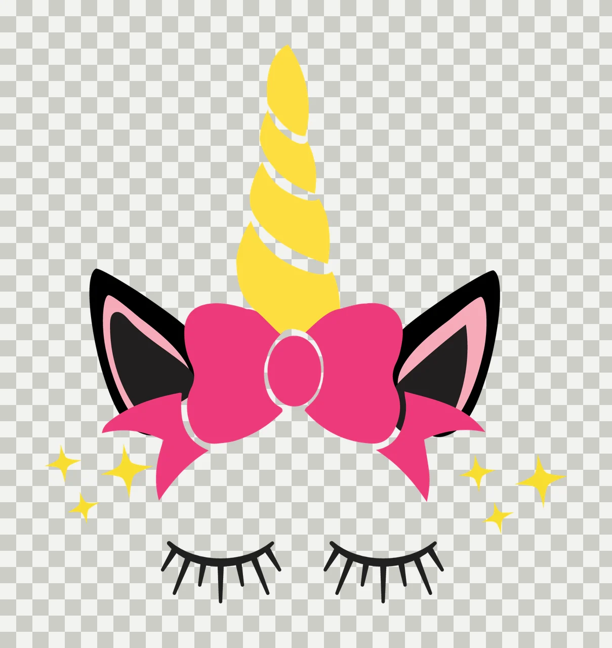 Unicorn Silhouette With Closed Eyes face sleeping horn ears transparency and detail preview thumbnail