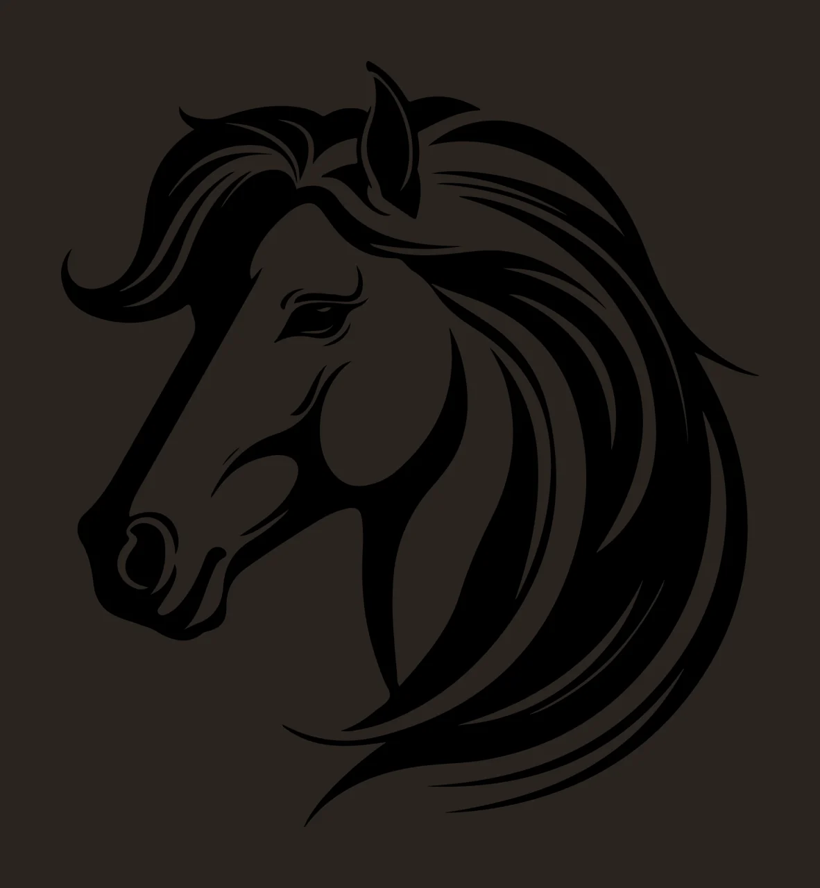 Horse Head Profile Black Silhouette mane ear white animal contrast preview thumbnail