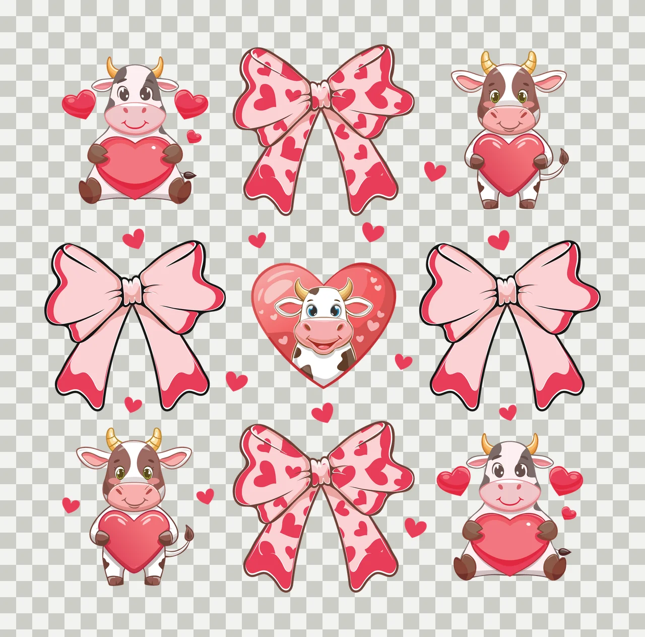 Bow Cow Cows And Hearts Pattern bows patterning heart cartoon transparency and detail preview thumbnail