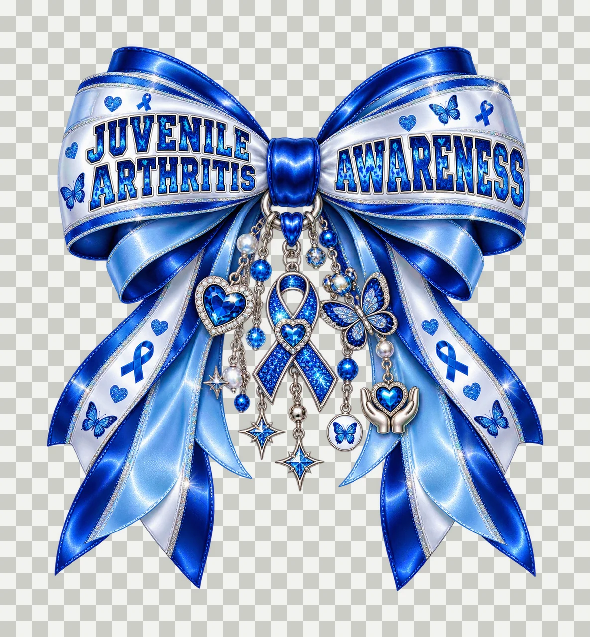 Juvenile Arthritis Awareness Bow Charm PNG, Coquette Ribbon Sublimation, Transparent Digital Download transparency and detail preview thumbnail