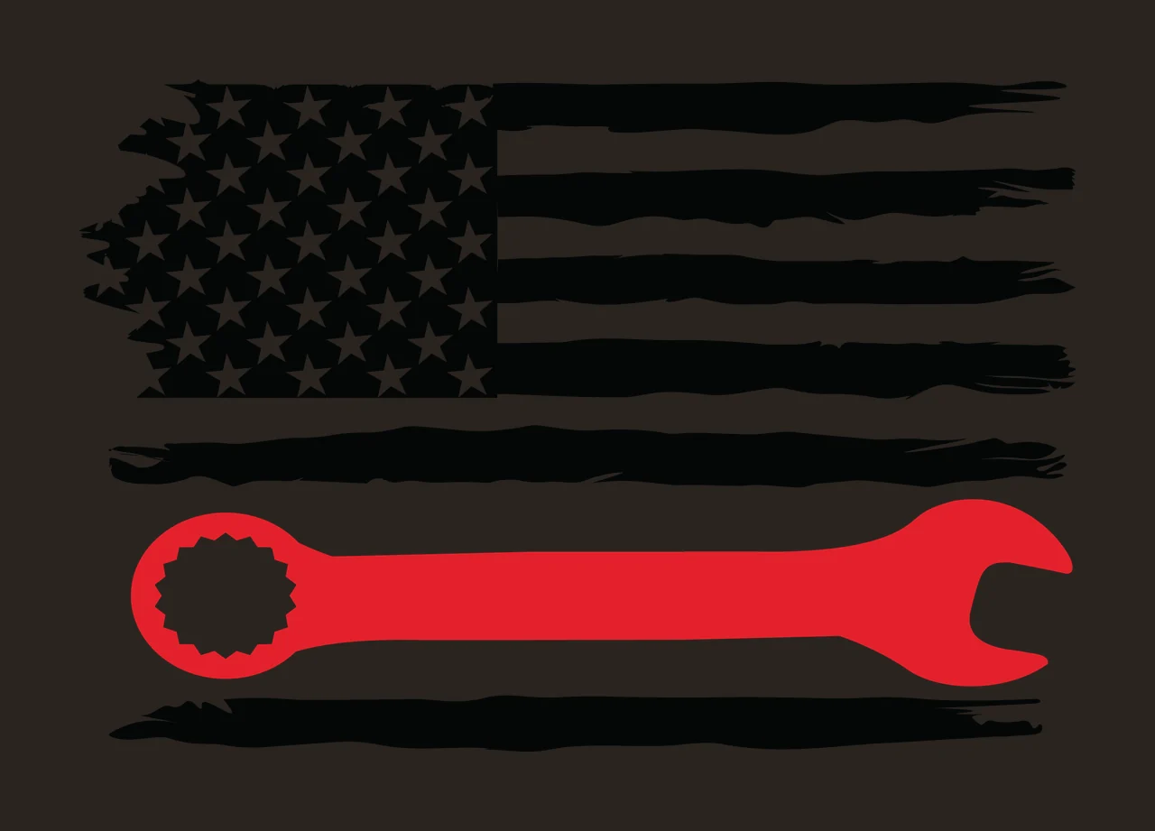 Flag A Wrench Silhouette On Distressed Stripes placed stars contrast preview thumbnail