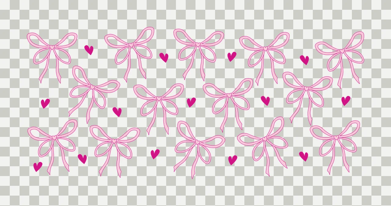 Can Glass Wrap Bow And Heart Pattern Border Bows hearts Hand drawn transparency and detail preview thumbnail