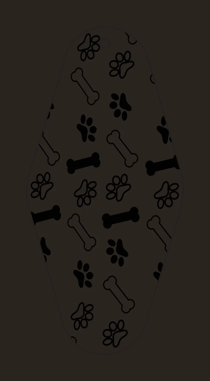 Classic Motel Keychain Paw Prints And Bones Pattern scattered contrast preview thumbnail
