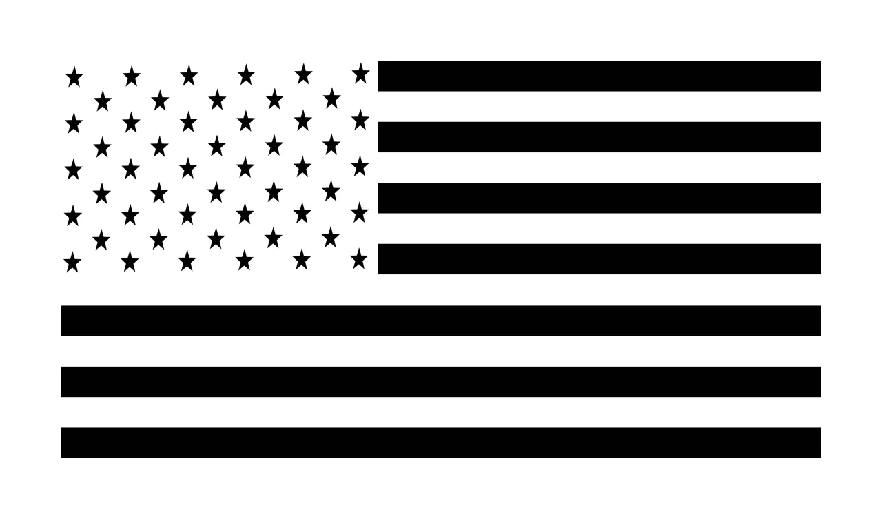 Flag A Black Silhouette Of The American stars stripes white