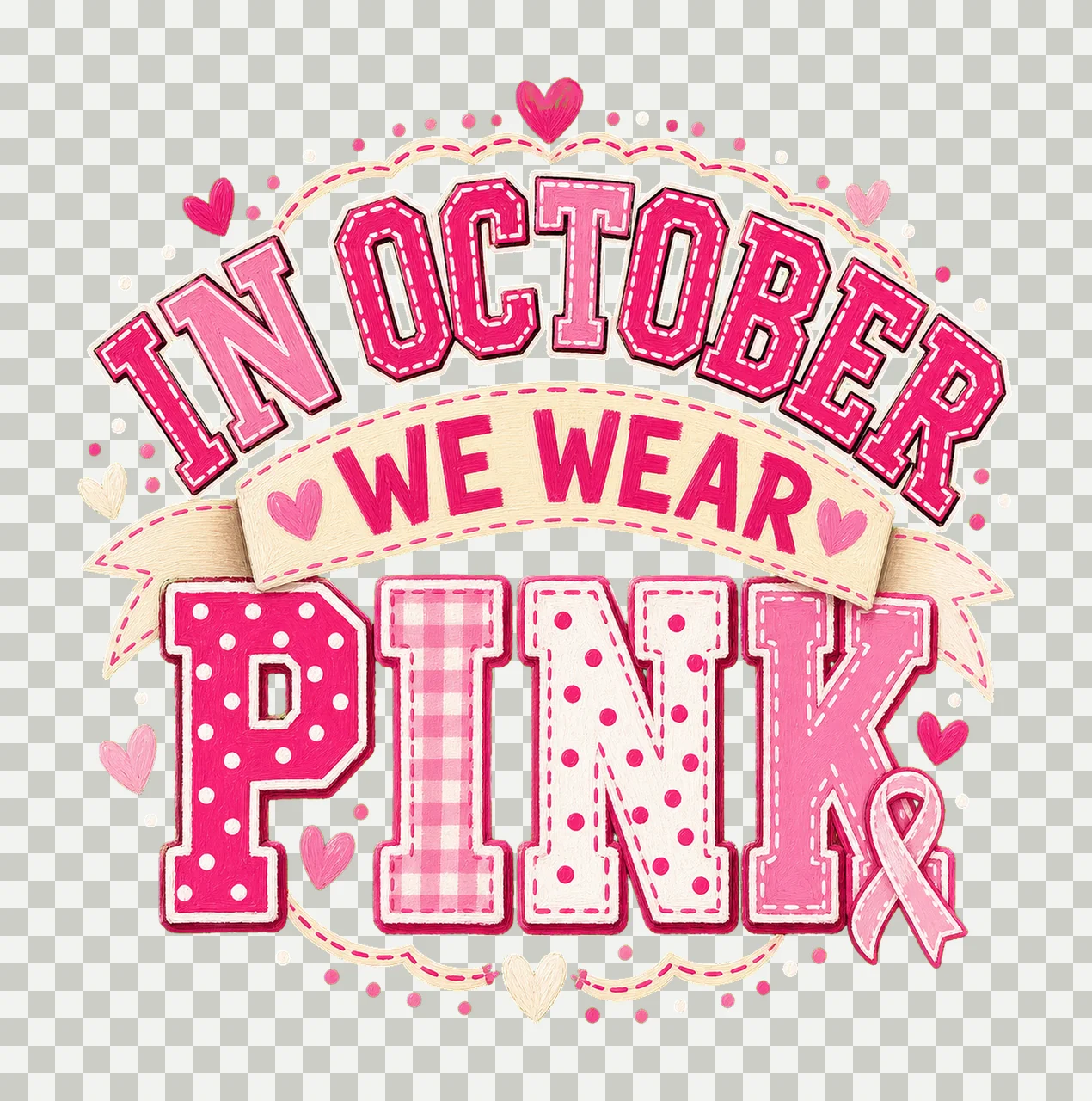 In October We Wear Pink Breast Cancer Awareness Variation C transparency and detail preview thumbnail