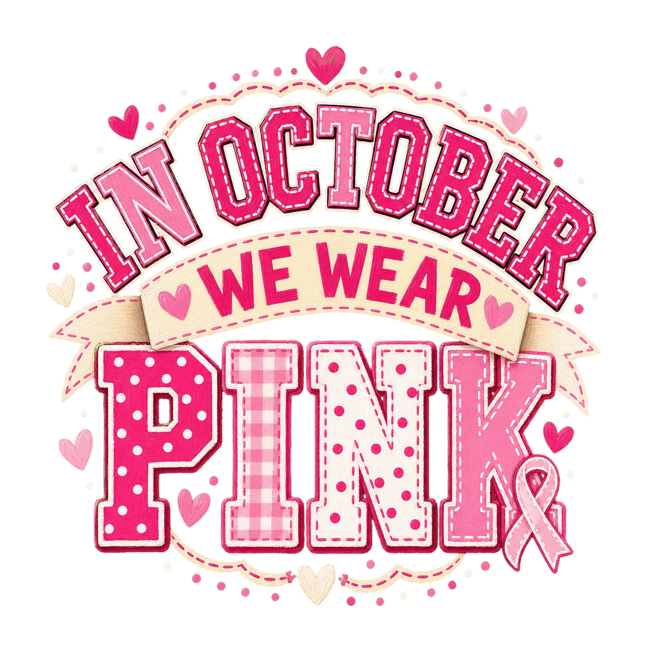 In October We Wear Pink Breast Cancer Awareness Variation C