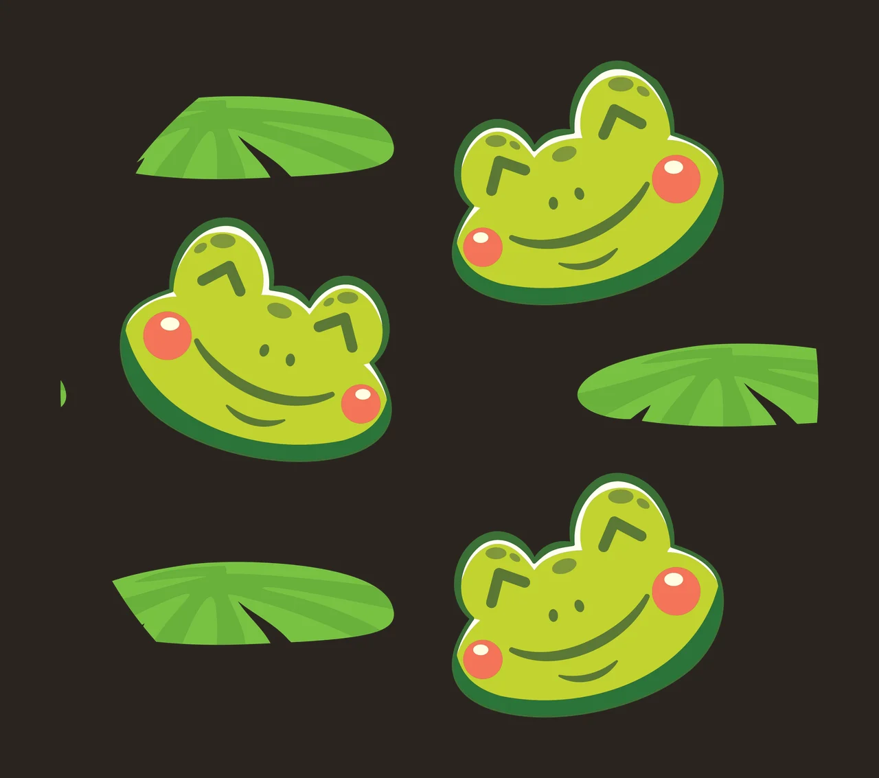 Keychain Frog Heads And Lily Pads Pattern frogs circles linear contrast preview thumbnail