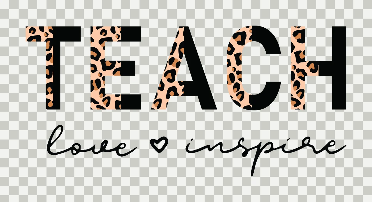 Teach Love Inspire Black Text With Heart display symbol white transparency and detail preview thumbnail
