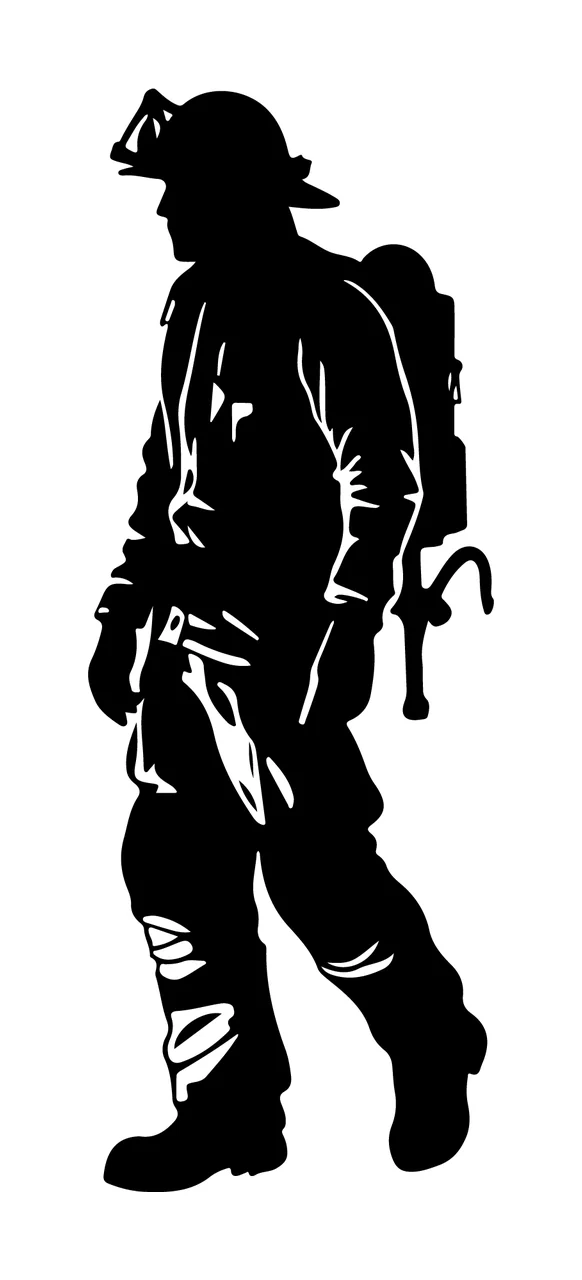Can Glass Wrap Firefighter Silhouette Walking In Gear
