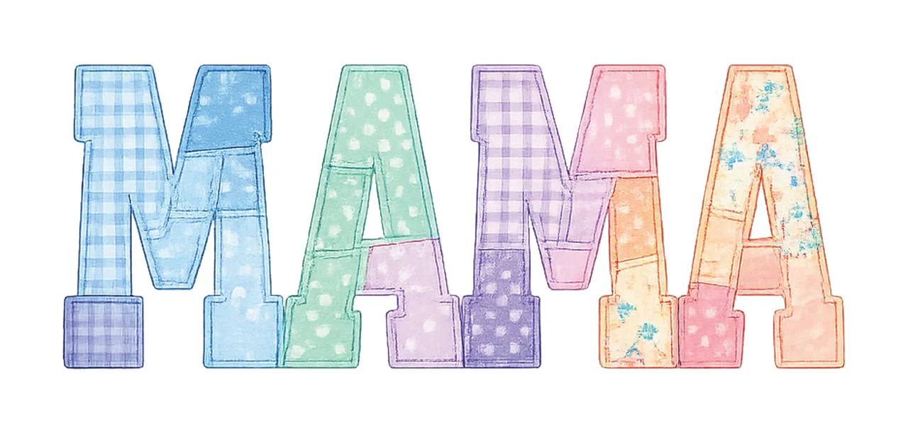 Patchwork Floral Mama Mother Day Sublimation Design Colorful