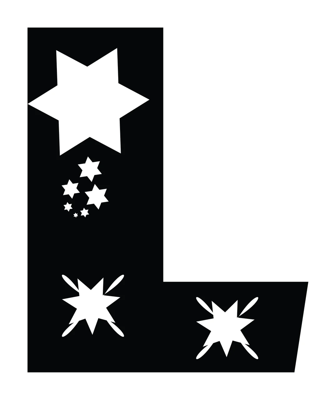 L Letter With Stars And Alphabet In Black