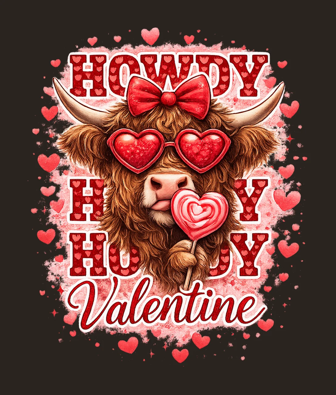 Highland Cow Howdy Valentine Coquette Valentine Sublimation contrast preview thumbnail